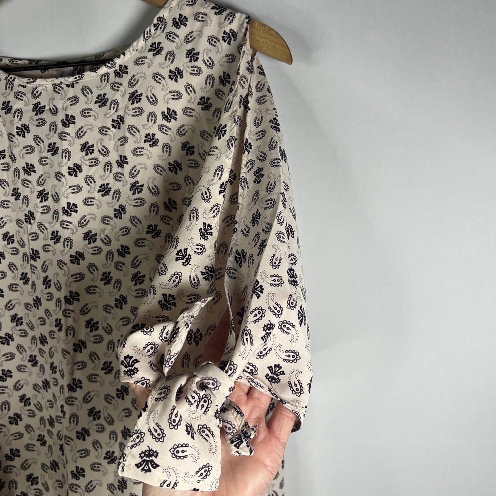 Nelco Fashion Women Small Pale Pink Paisley Printed Open Tie Sleeve Blouse‎ USA - Picture 3 of 6